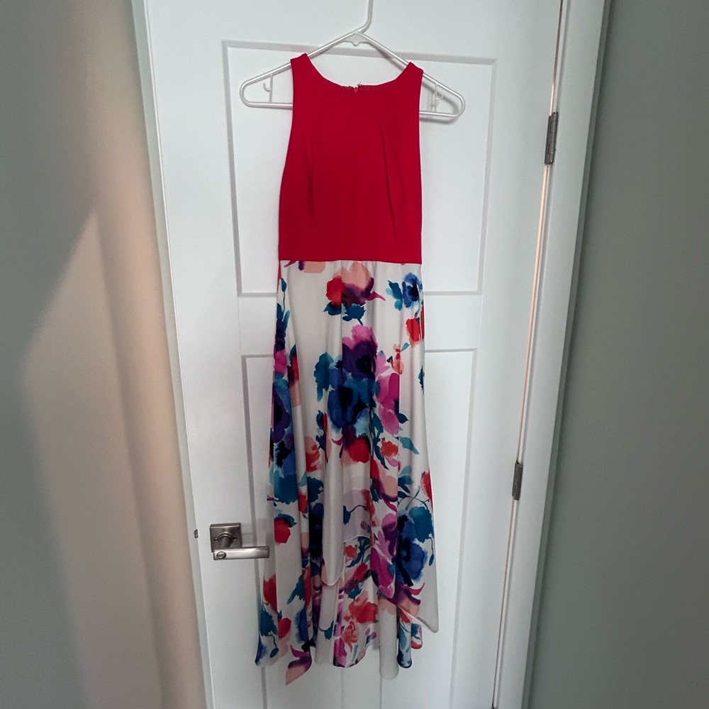 Vince Camuto Red Bodice Floral Maxi Dress